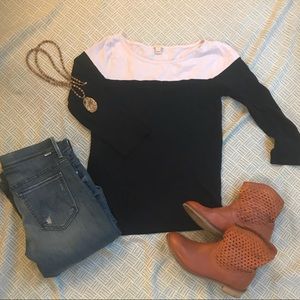 J.crew two tone 3 quarter sleeve t-shirt